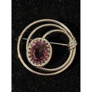 Vintage‎ Danecraft Sterling & Amethyst Circle Pin